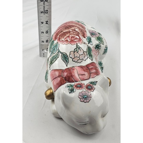 Floral Porcelain Vase Candlestick Trinket Box Cat Decor Set Cottagecore - Picture 16 of 16